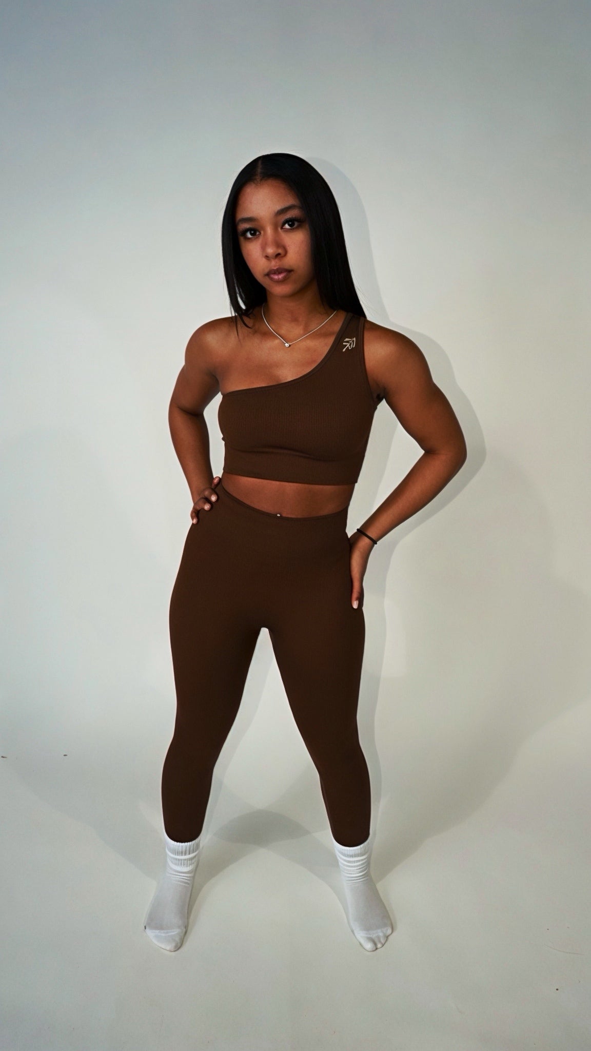 Redemption lined one shoulder sports bra